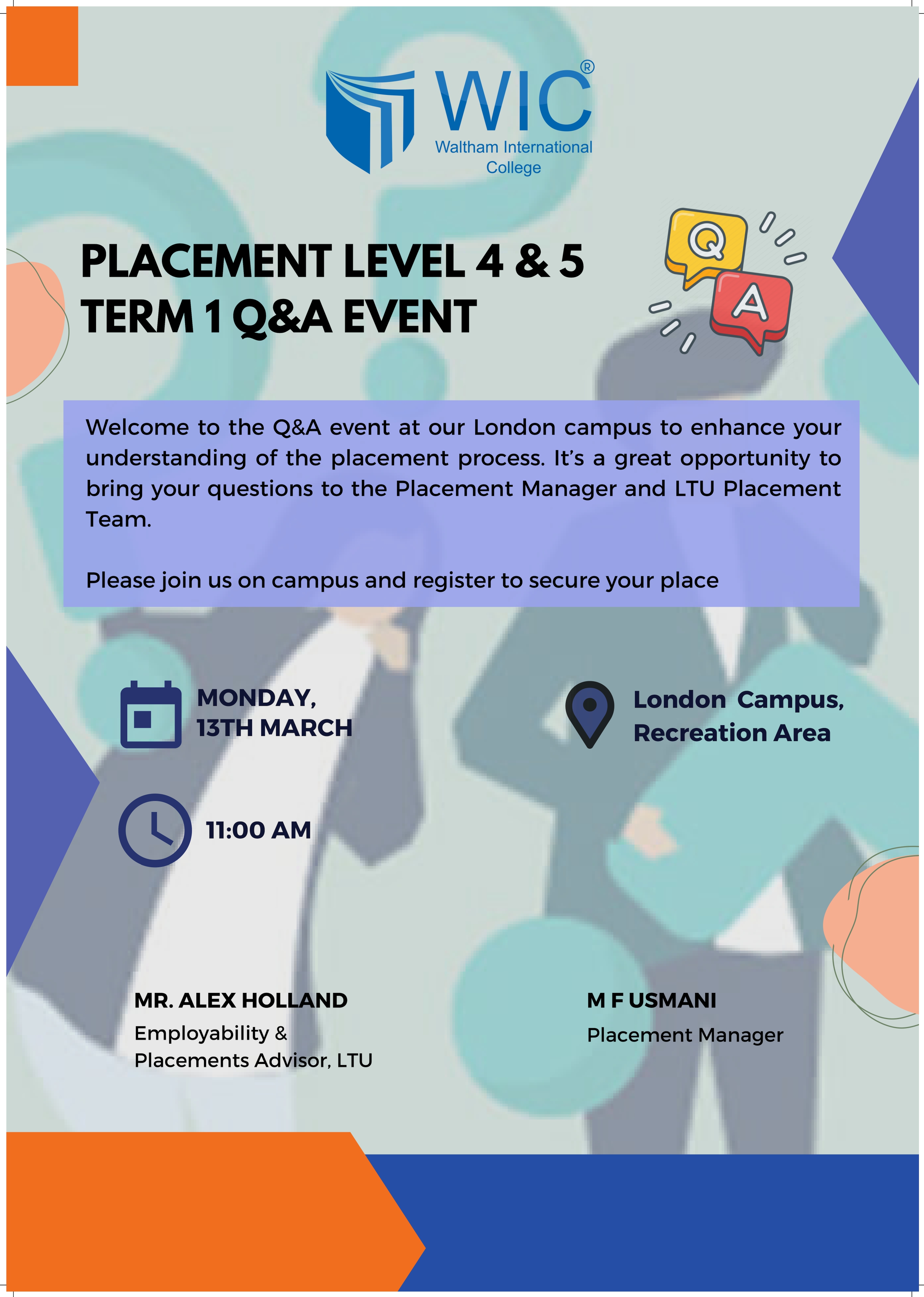 Level 4 & 5 Term 1 Placement Q&A Event